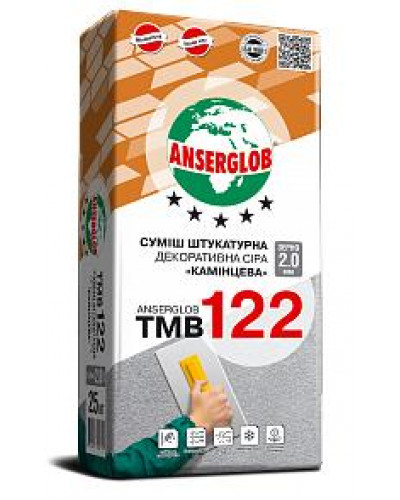 Штукатурка Anserglob ТМВ 122 Баранець 1.5мм (сіра) 25кг