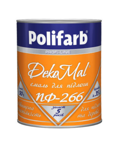Алкідна емаль для дерев'яної підлоги Polifarb DekoMal ПФ-266 жел.кор. 0,9 кг