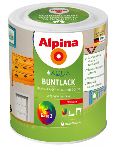 Емаль алкідна Alpina Buntlack GL (зел.) RAL6002 0,75 л
