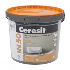 Краска акриловая матовая CERESIT IN 50 5л BASIC 