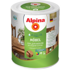 Лак с грунтовкой мебельный акриловый Alpina Aqualack fur Mobel /мат. 0,75л