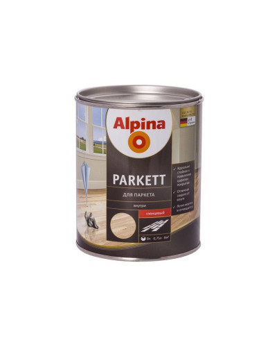 Лак паркетный алкидный усиленный полиуретаном Alpina Parkett GL глянцевий 0,75л