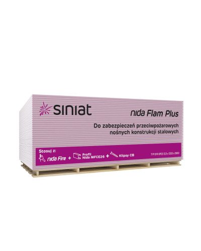 Гипсокартон огнестойкий Siniat NIDA FLAM PLUS 1200х2600х12,5мм Польша