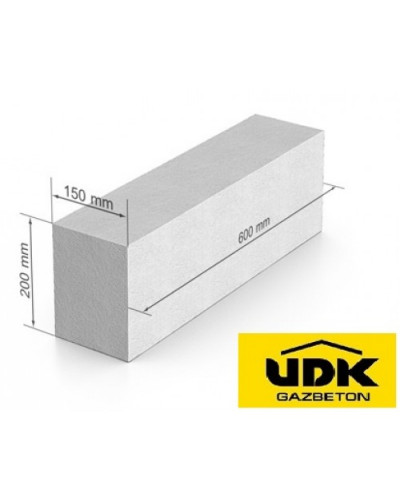 Газобетон UDK 600x200x150 (100шт 1.8м.куб)