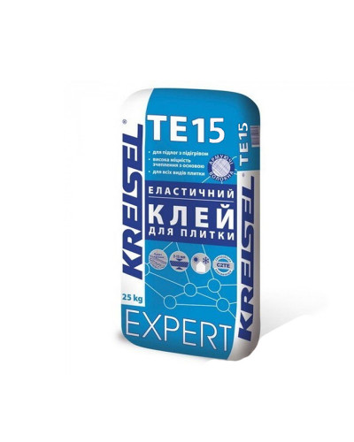 Еластичний клей для керамогранітної плитки та натурального каміння Kreisel TE15 25кг