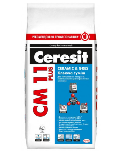 Клеящая смесь для керамогранита Ceresit СМ 11+ 5кг Ceremic Gres