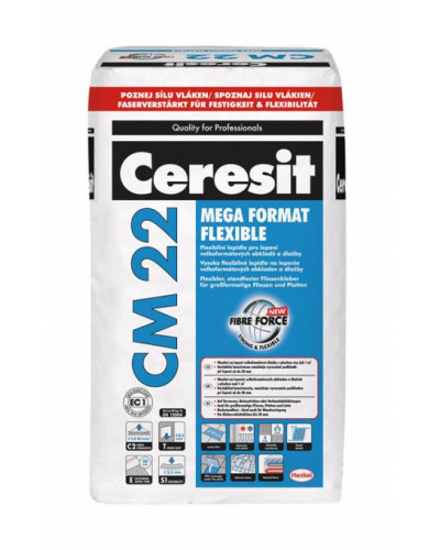 Высокоэластичная клеющая смесь Ceresit СМ22 25кг MEGA FORMAT FLEXIBLE