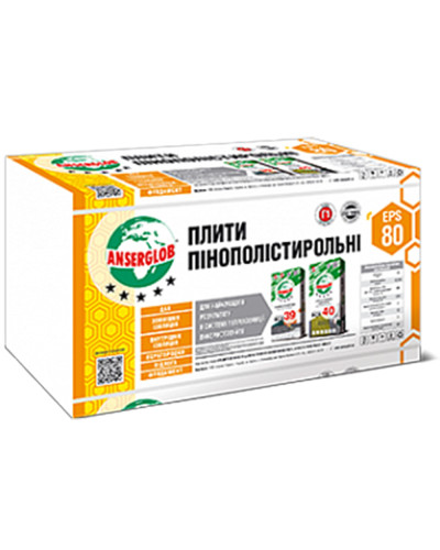 Пенопласт М35 Anserglob 15кг\куб EPS-80 50мм (1х1)