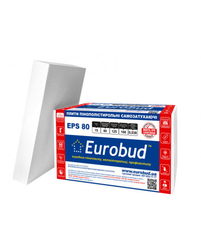 Пінопласт Eurobud EPS 80 15 кг\куб 100мм 1х1м